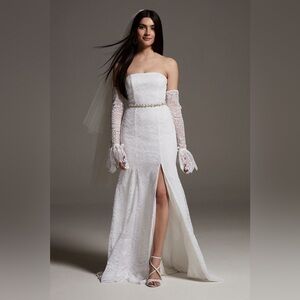 White by Vera Wang Fern Lace Wedding Dress Soft White Size 8 STYLE # VW351598